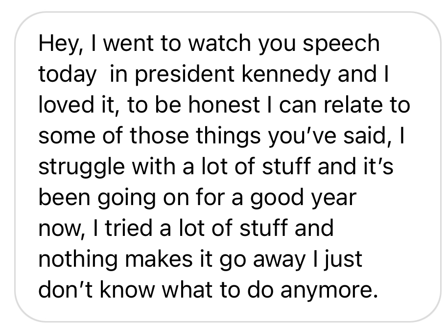 Instagram DM from a student at President Kennedy