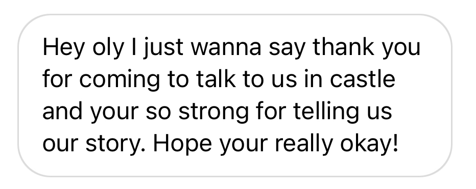 Instagram DM from a student in Castle