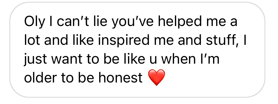 Instagram DM saying 'I just want to be like u when I'm older'