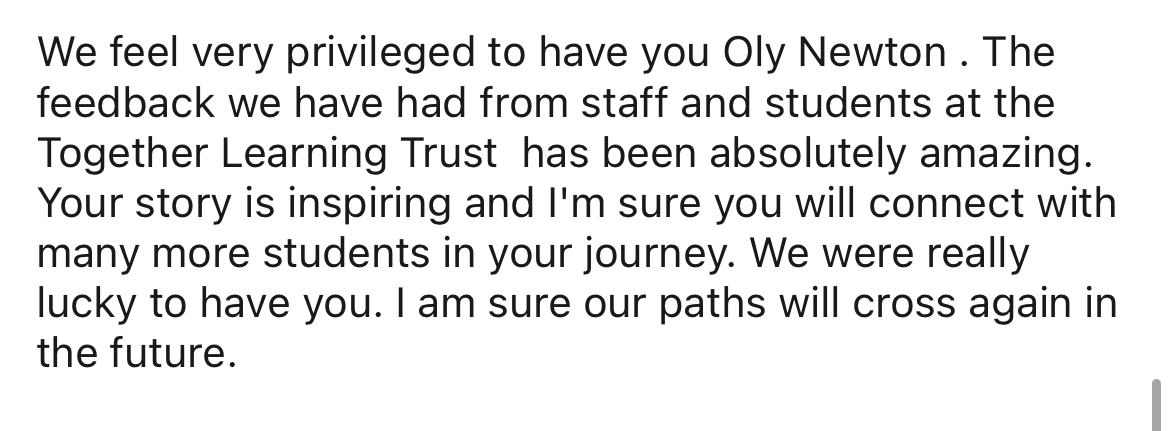 Instagram DM from the Together Learning Trust