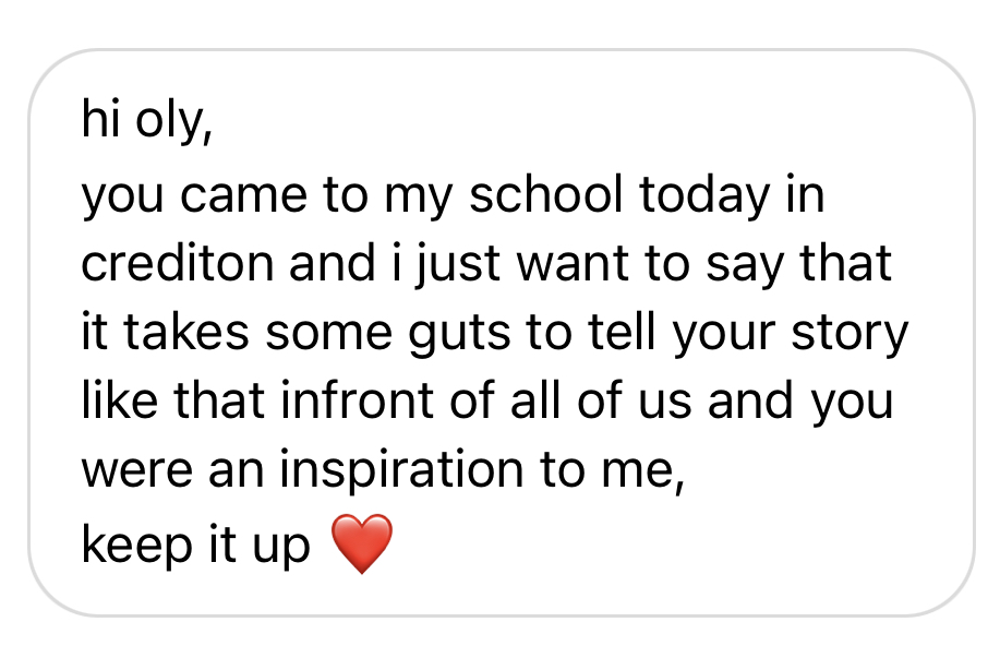 Instagram DM from a student in Crediton