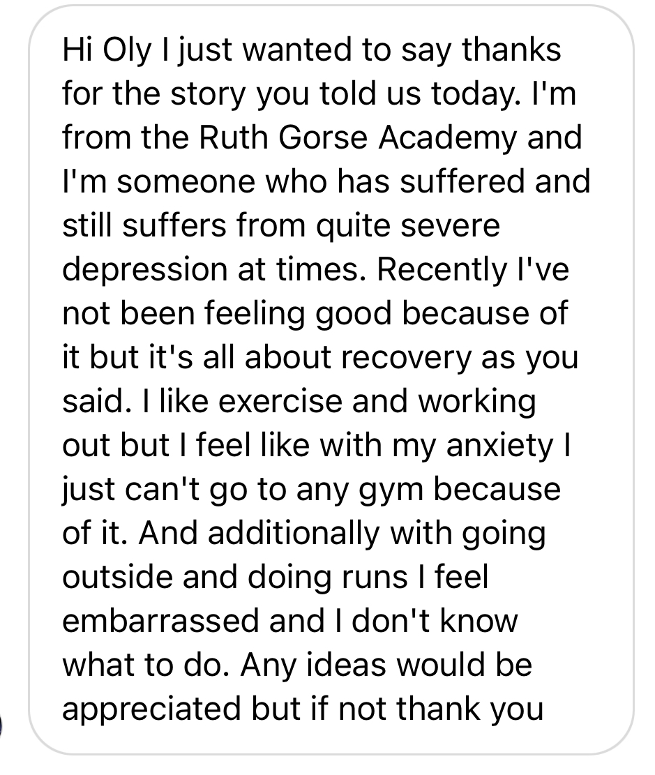 Instagram DM from a student at Ruth Gorse Academy