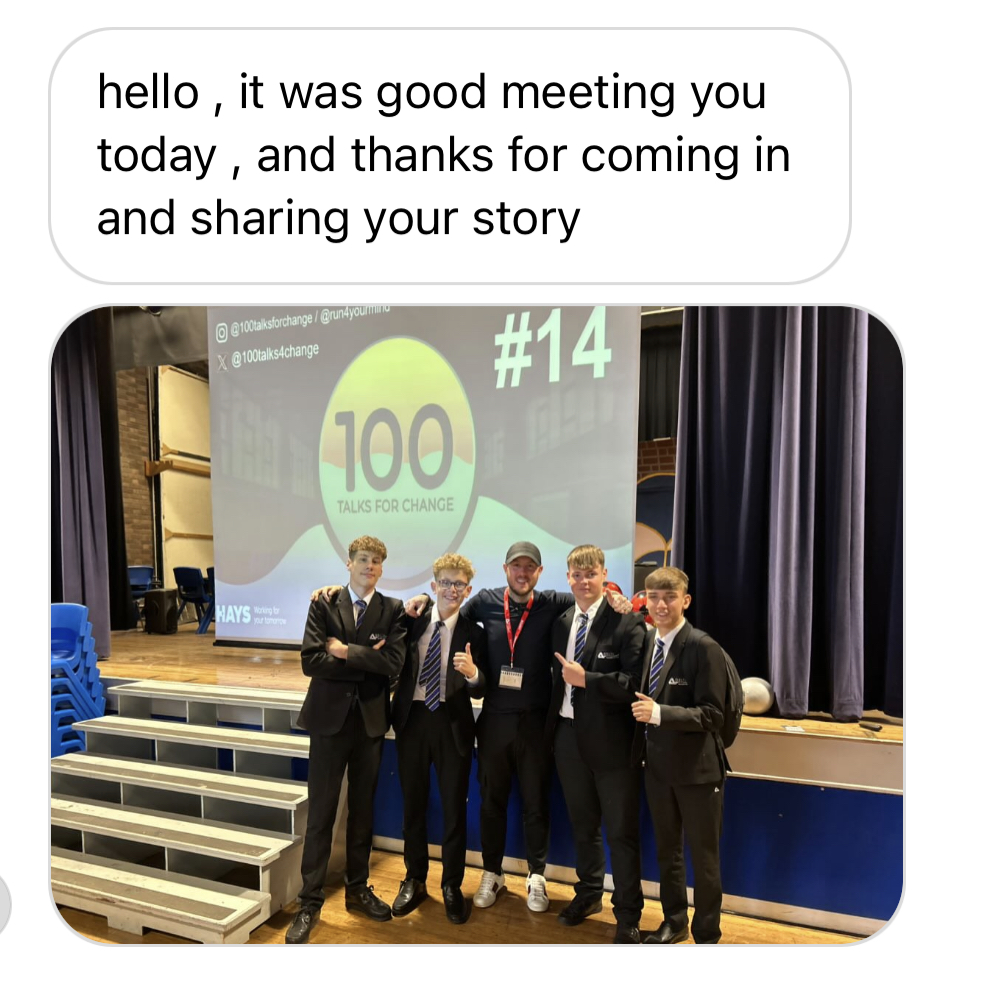 Instagram DM with photo from 100 Talks #14